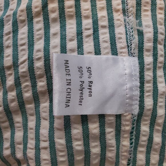 Emerson Lang Young Contemporary Green Striped Plisse Button Down Shirt | XL - Picture 7 of 7